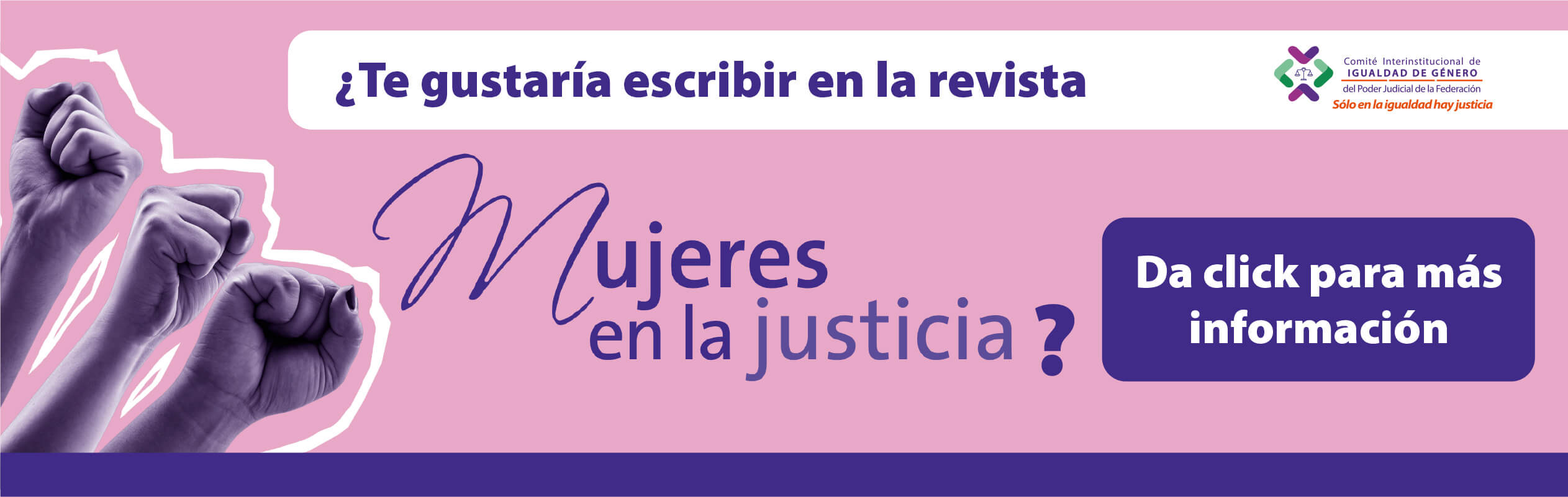 Invitación a colaborar en la revista Mujeres en la justicia