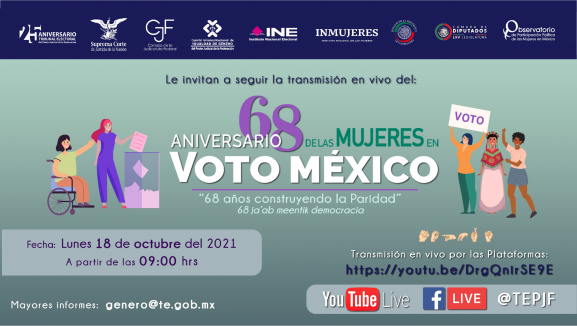 Cartel de 68 aniversario del voto de las mujeres en México