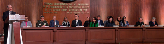 Participación del Ministro Alberto Pérez Dayán durante la ceremonia conmemorativa del 107 aniversario de la promulgación de la Constitución Política de los Estados Unidos Mexicanos de 1917