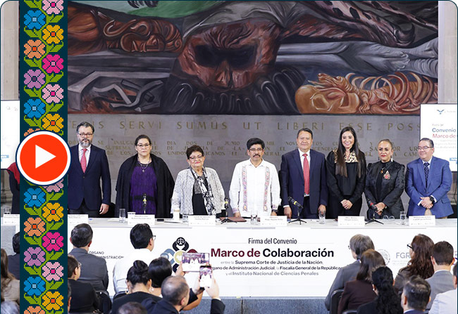 Asómate a la firma del Convenio Marco de Cooperación entre la SCJN, el OAJ, la FGR y el INACIPE para fortalecer la colaboración institucional, la capacitación y la difusión del conocimiento jurídico