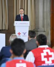 Ministro Arturo Zaldívar, Presidente de la Suprema Corte de Justicia de la Nación (SCJN) y del Consejo de la Judicatura Federal (CJF). Entrega de reconocimiento a la Suprema Corte de Justicia de la Nación (SCJN), por su apoyo en beneficio de la Cruz Roja