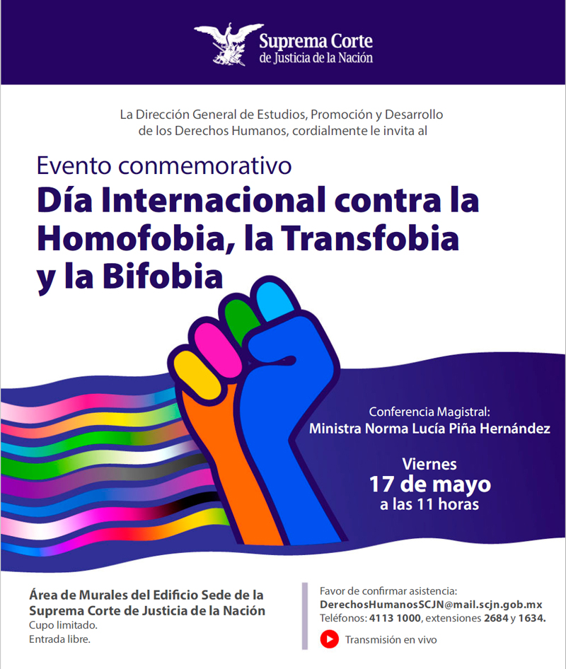 Día Internacional contra la Homofobia, la Transfobia y la Bifobia. 